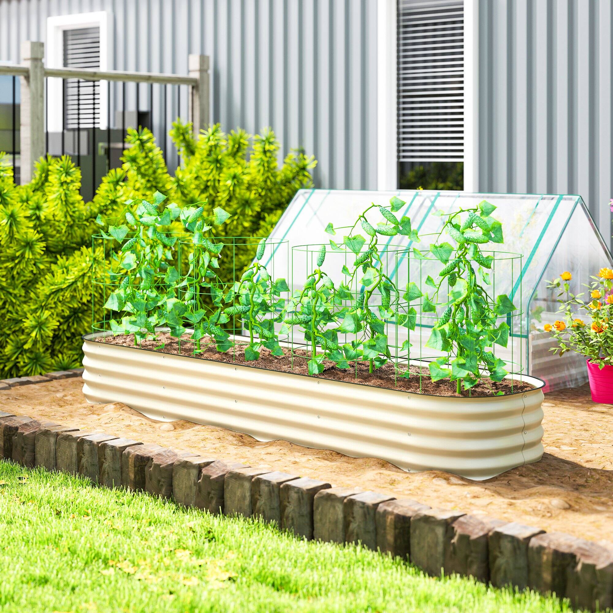 Alt View 1. Outsunny - x 2' x 1' Galvanized Raised Garden Bed Kit - Cream White.