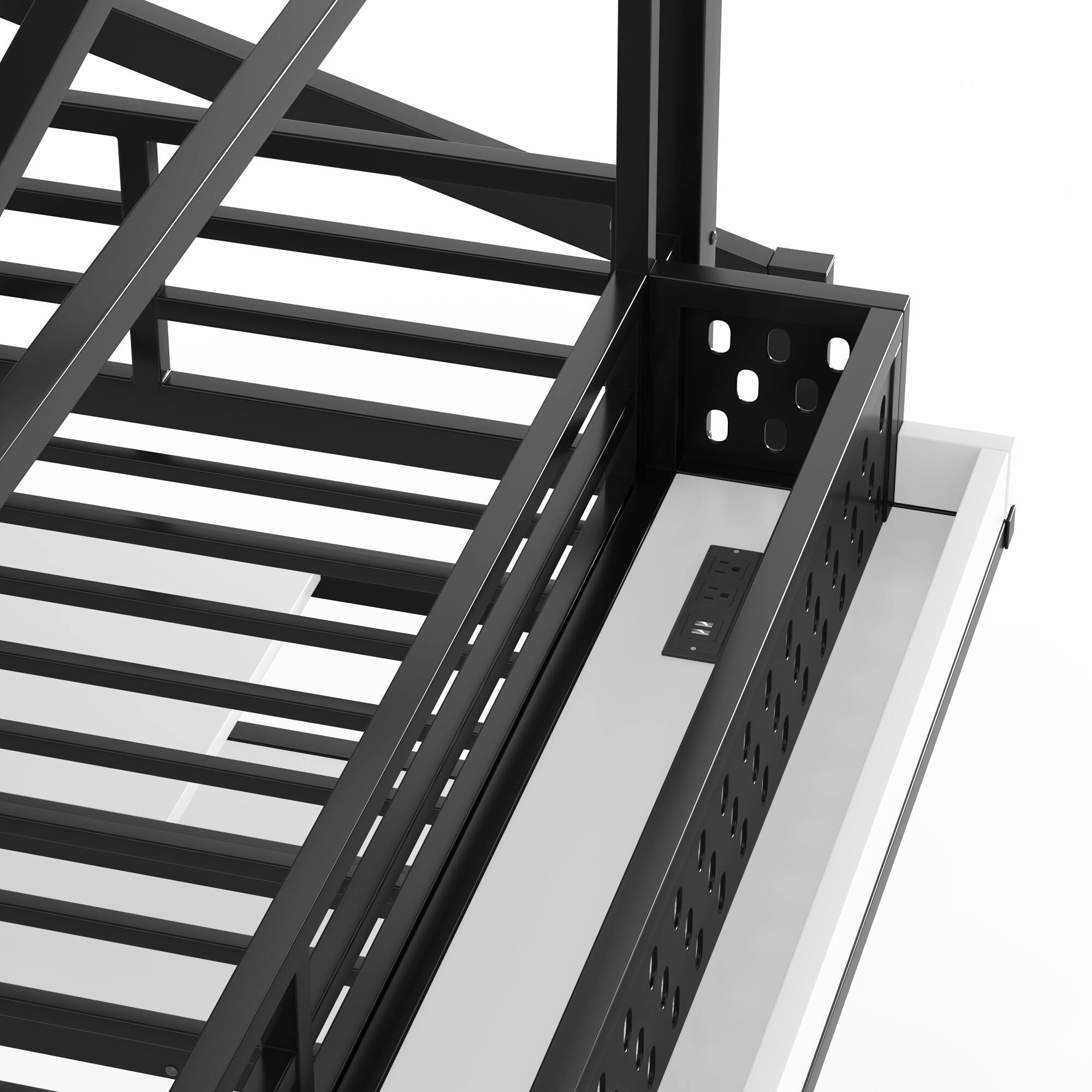 Alt View 5. Boyel Living - Full Size Loft Bed with Storage Stairs Shelves and Built in Wardrobe Metal Loft Bed Frame - Black.
