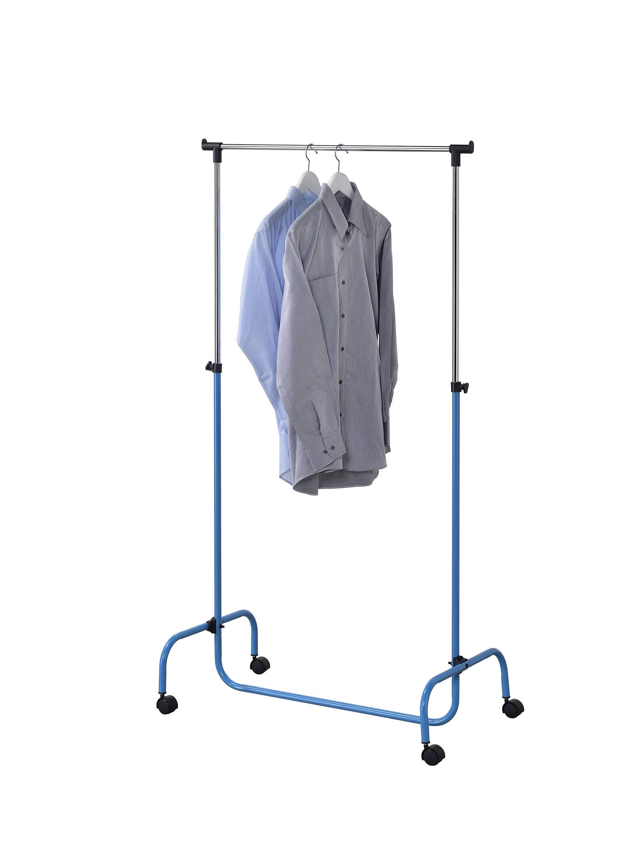 Angle. Kings Brand Furniture - Kings Brand Furniture Standard Rod Clothing Garment Rack, Rolling Clothes Organizer on Wheels for Hanging Clothes - Blue.
