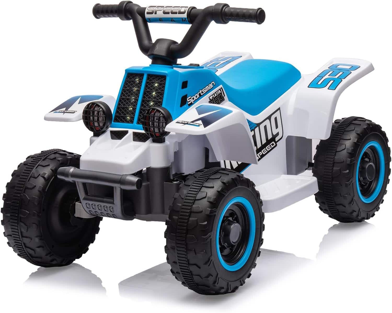 Jojoka - 6V Kids Electric Ride On ATV, Toddler 4-Wheeler with LED Headlights, Music, Forward/Reverse - Blue