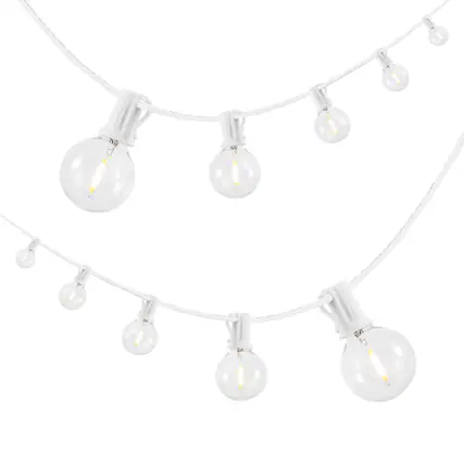 Front. Jonathan Y - 25-Light Indoor/Outdoor 25 ft. Contemporary Rustic LED G40 Bistro Globe Bulb String Lights, White - White.