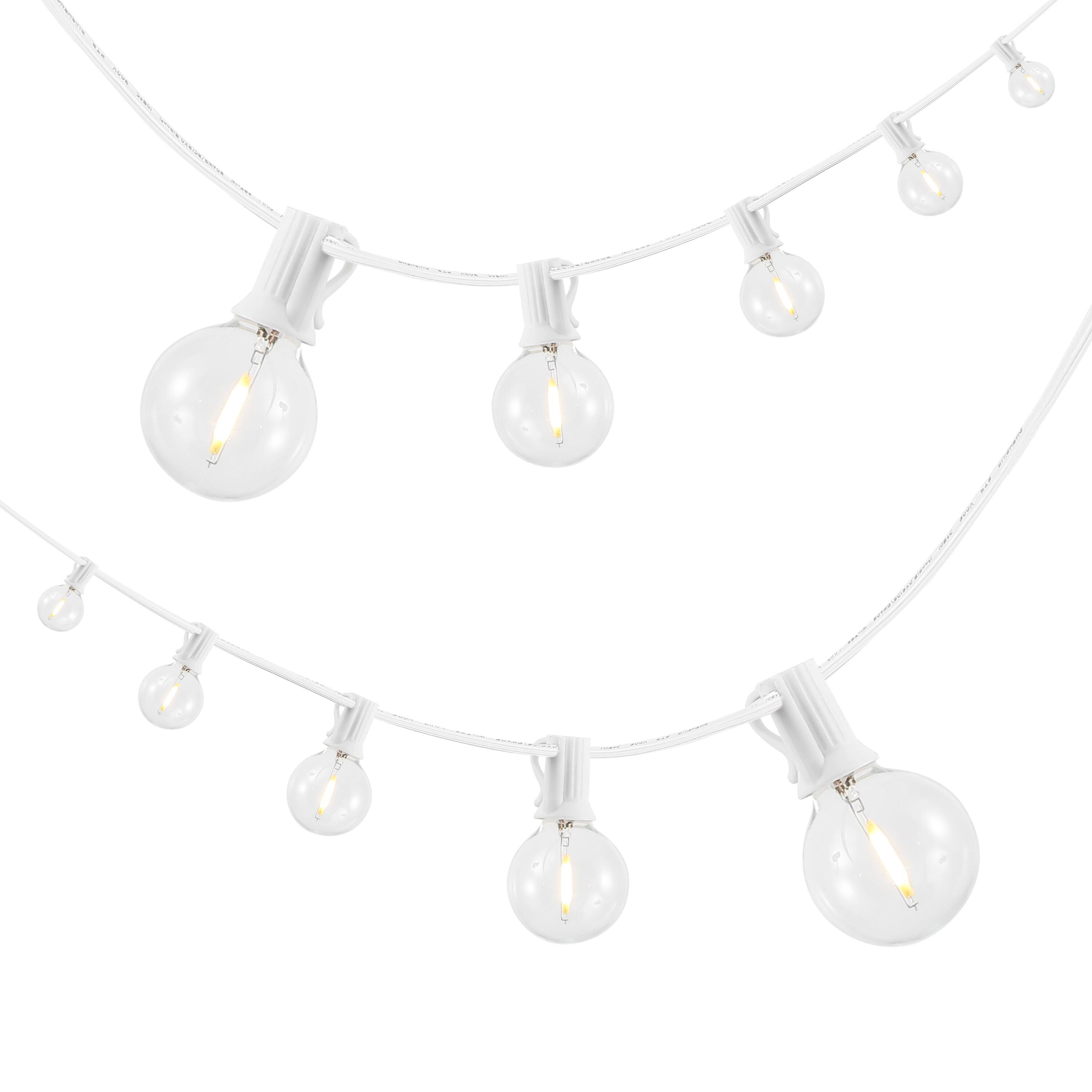 Front. Jonathan Y - 25-Light Indoor/Outdoor 25 ft. Contemporary Rustic LED G40 Bistro Globe Bulb String Lights, White - White.