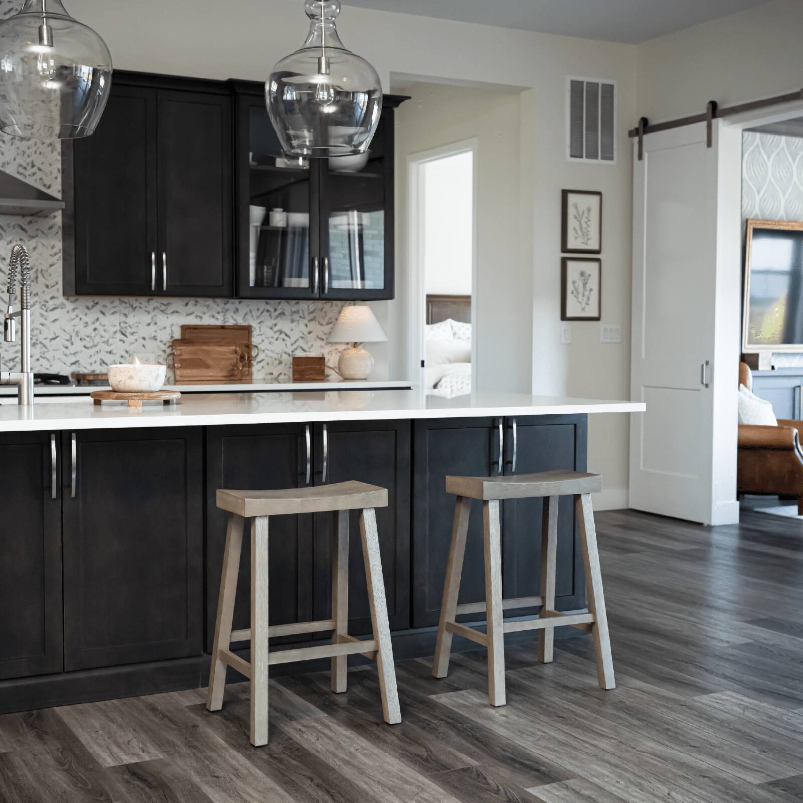 Back. Maven Lane - 27" Vincent Counter Stool in Antiqued Grey Finish - Antiqued Grey.