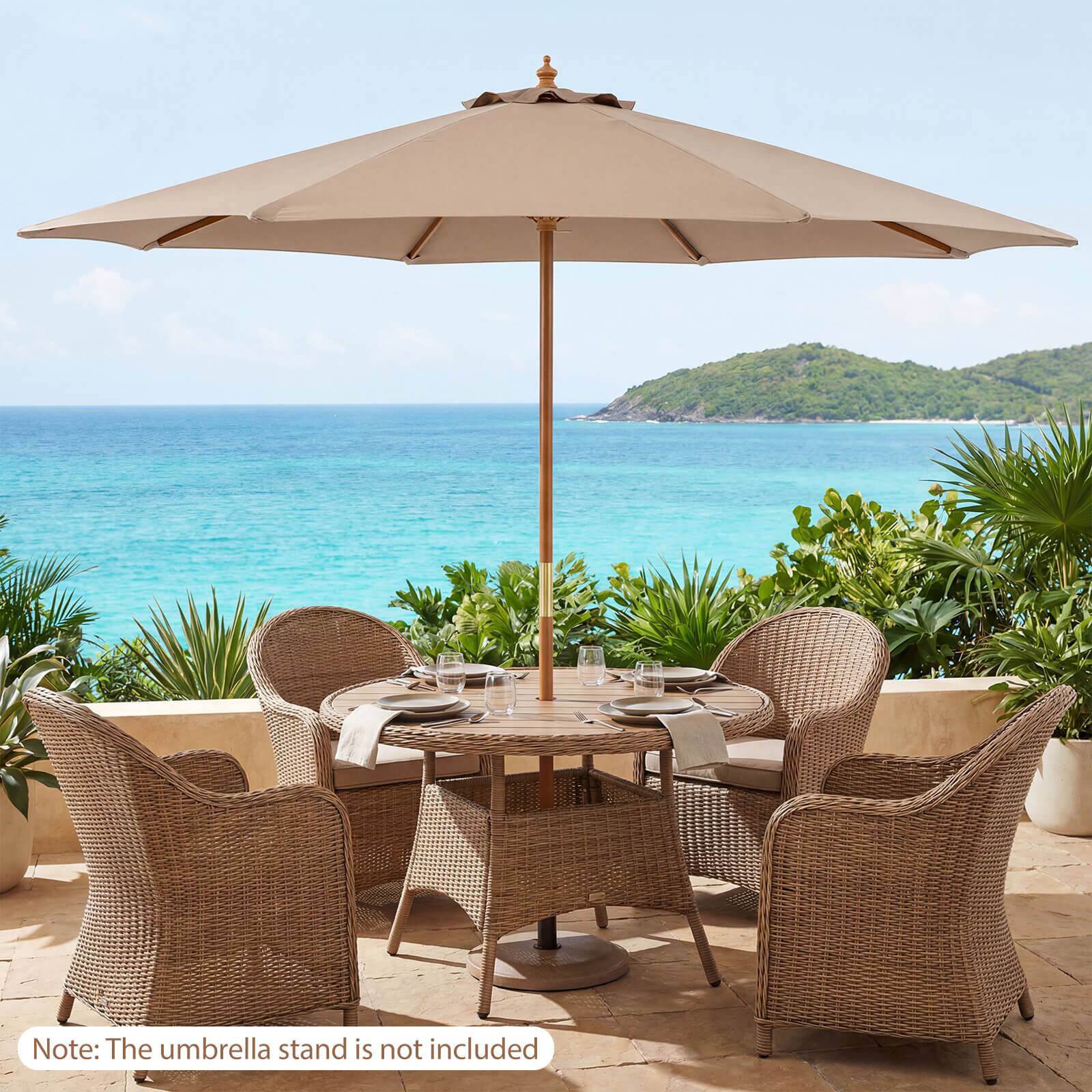Note: The umbrella stand is not included