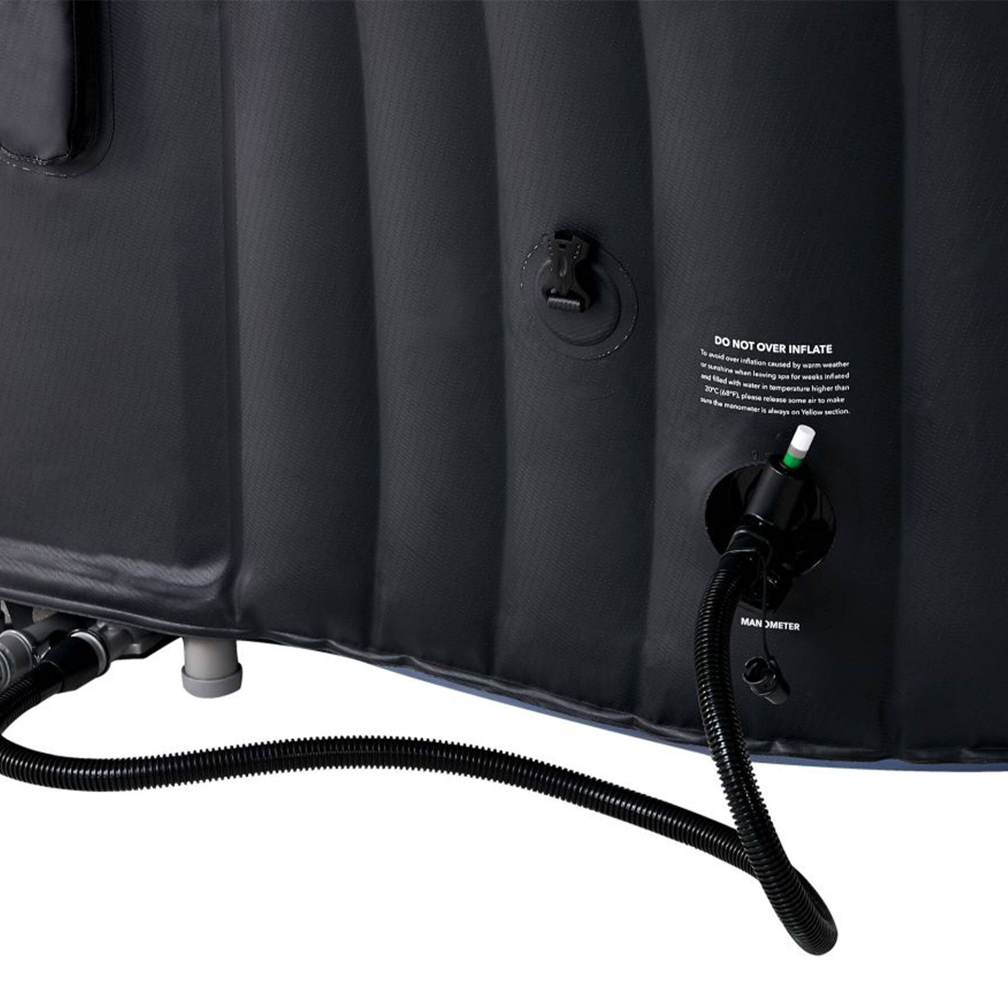 DO NOT OVER INFLATE

To avoid over-inflation, ensure the air pressure is not exceeded. The recommended air pressure is 200 kPa (29 psi) at 20°C (68°F). If the temperature is higher, reduce the pressure accordingly. Over-inflation can cause the fabric to stretch and weaken, leading to a loss of shape and potential damage. Always check the "Towel" section for the correct pressure.

MAN 3METER