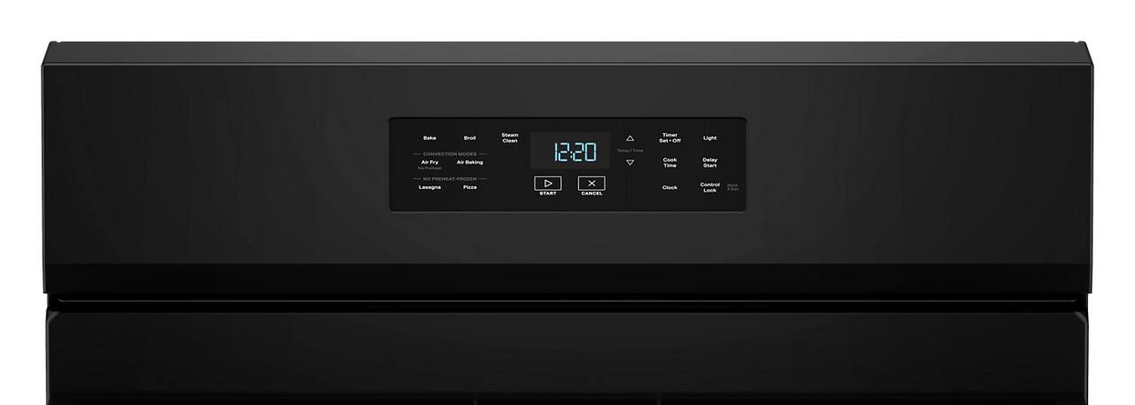 Bake  
Broil  
Steam  
Clean  

Air Fry  
Air Roast  
Latte  
Pizza  

12:20  

Timer  
Set-On/Off  
Cook Time  
Start  

Light  
Date/Time  
Clock  

Cancel  
Start