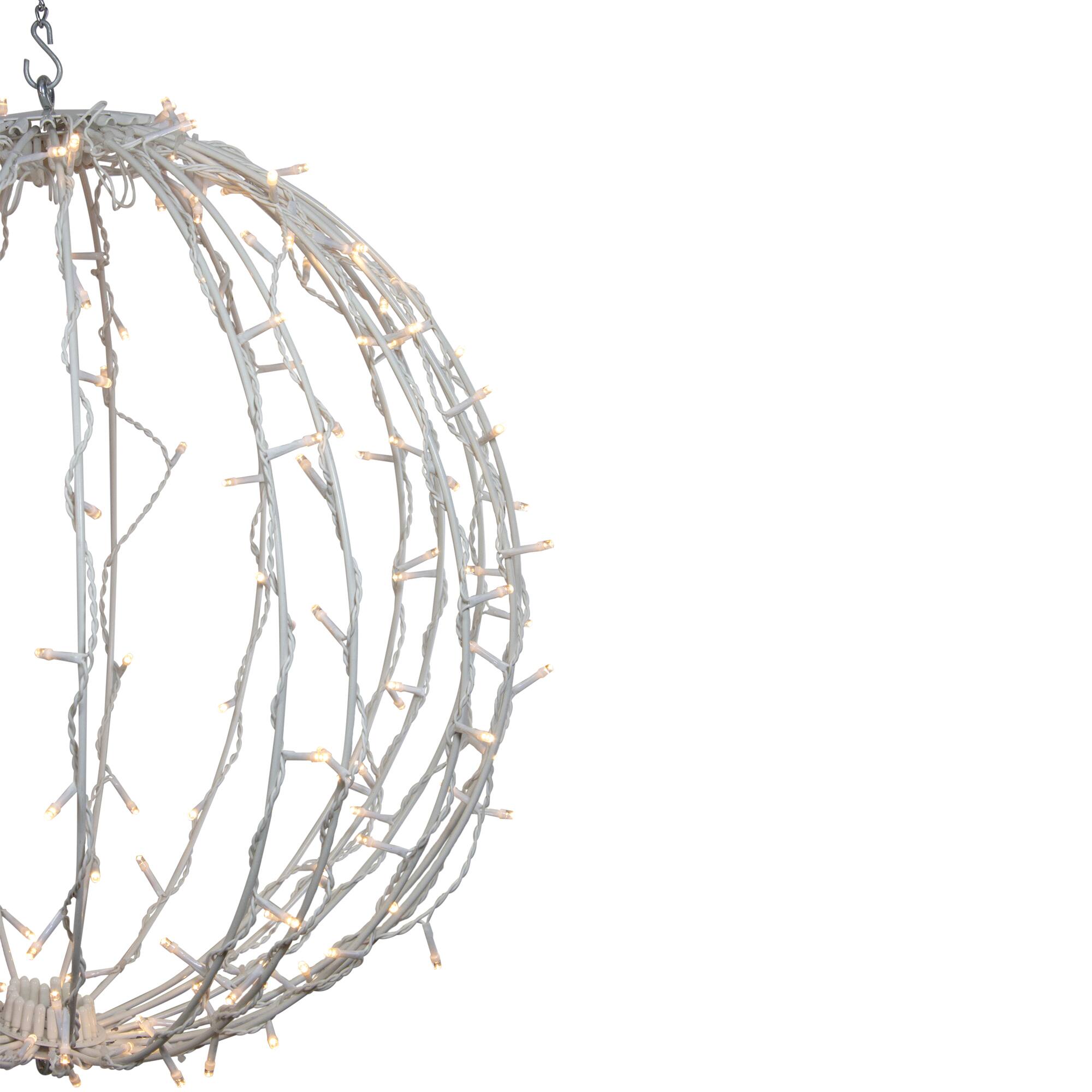 Alt View 5. Northlight - LED Lighted 3D Hanging Sphere Christmas Decoration – Warm White - 23" - White.