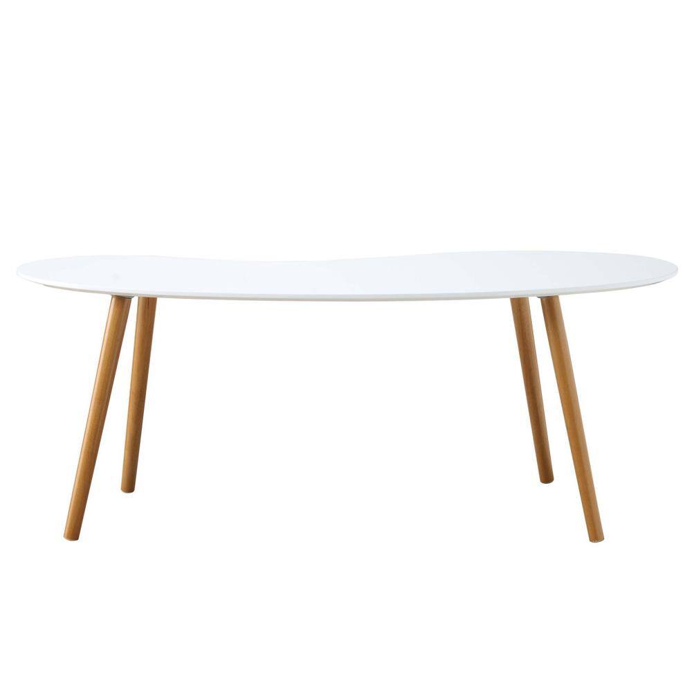 Alt View 4. Convenience Concepts - Oslo Bean Shaped Coffee Table - White/Natural.