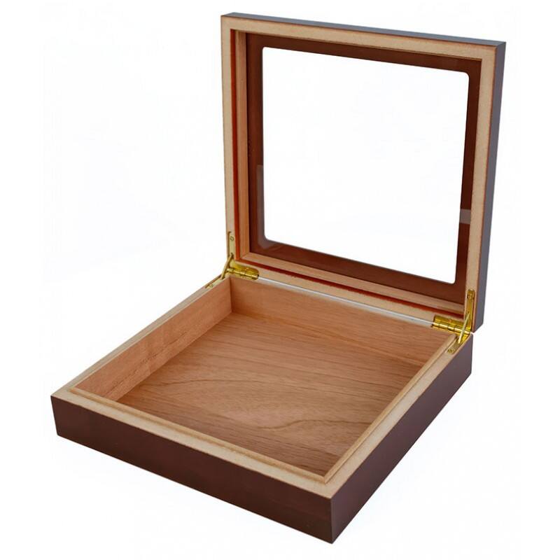 Alt View 2. Prestige - Traveler Glasstop Humidor (Cherry) - Cherry Finish.