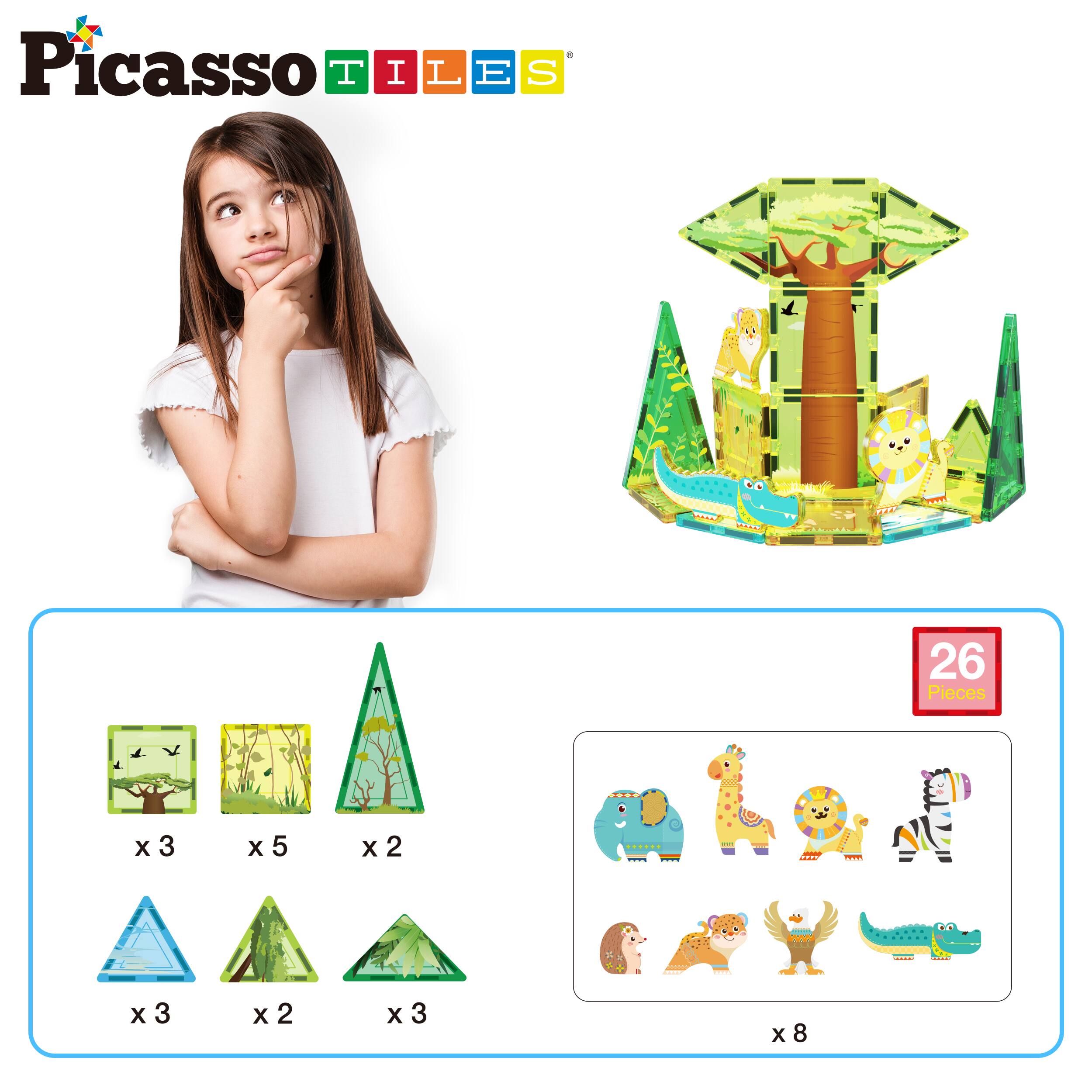 Picasso Tiles

26 Pieces

- 3 x 5 x 2
- 3 x 2 x 3
- 8 x 3