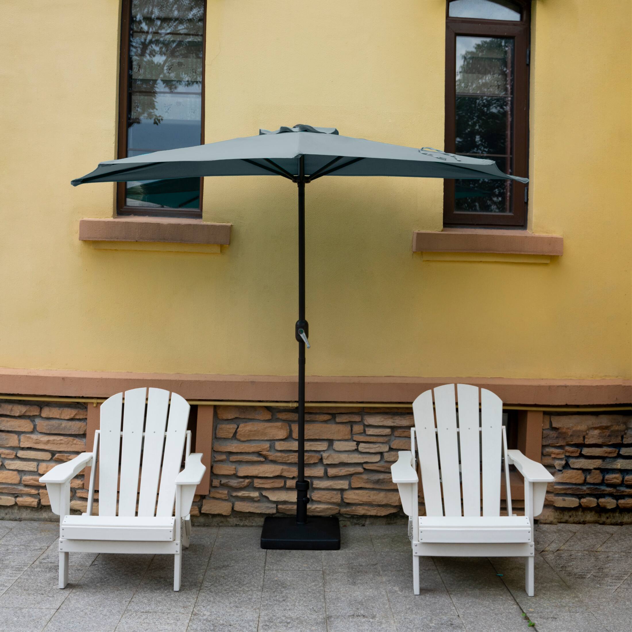 Angle. WestinTrends - WestinTrends Lanai 9 ft. Aluminum Half Market Crank Lift Patio Umbrella - Gray.