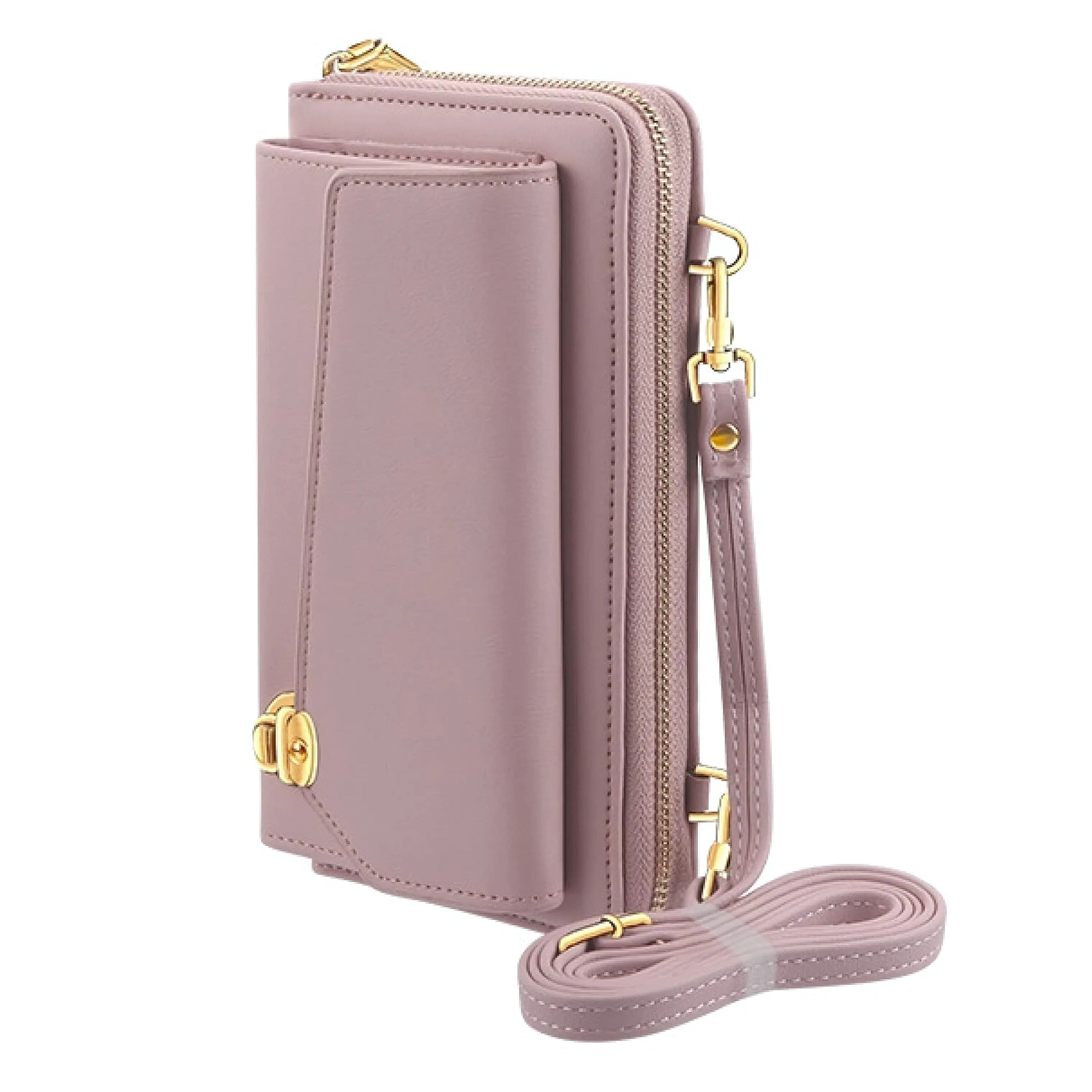 Kitcheniva - Universal Cell Phone Card Leather Shoulder Crossbody Wallet Purse - Pink