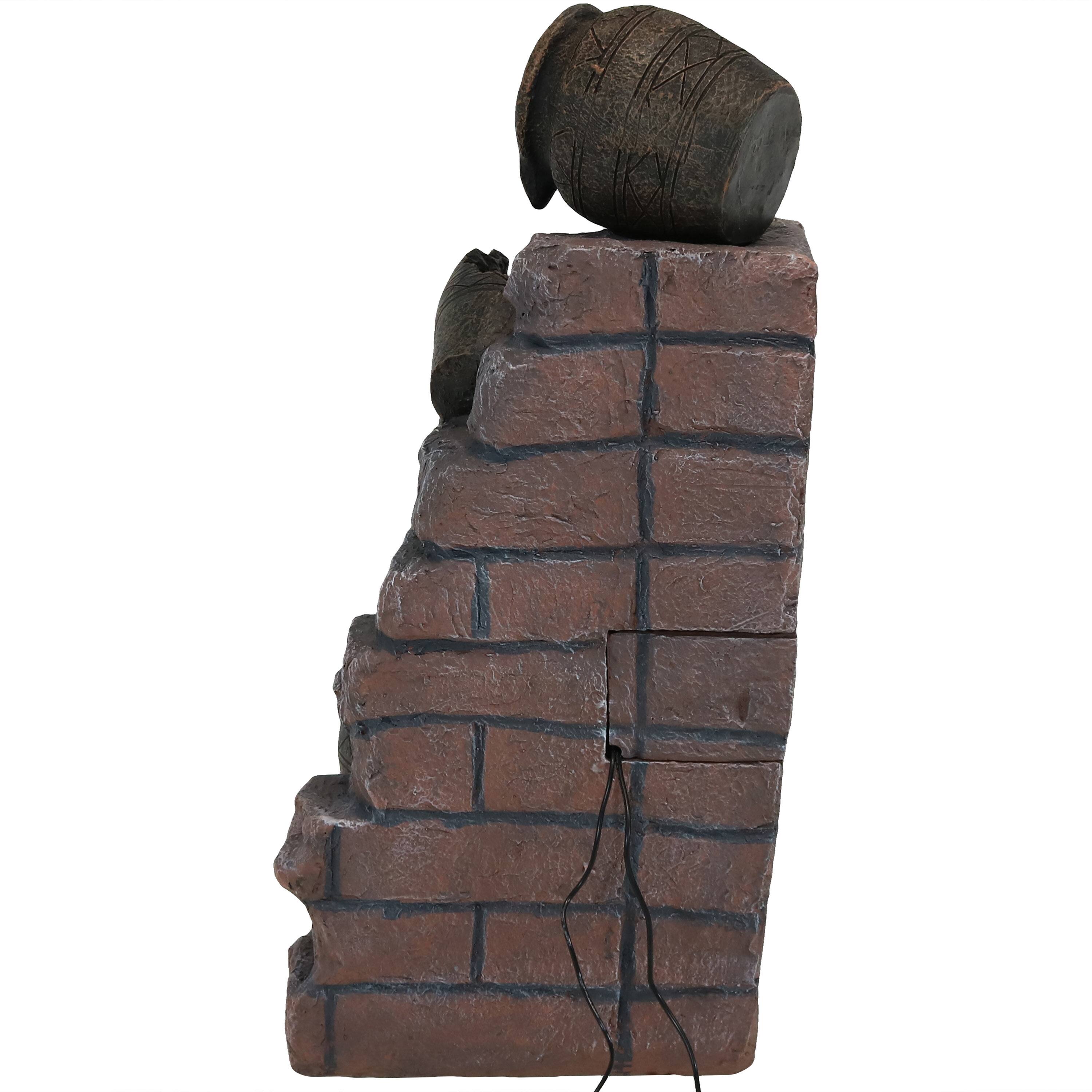 Alt View 8. Sunnydaze - Crumbling Bricks/Pots Solar Water Fountain with Battery - 27 in - Multi.