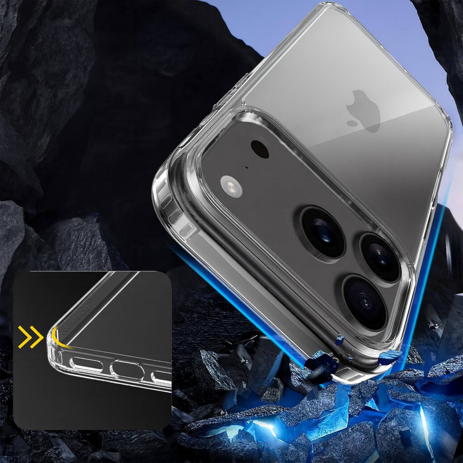 Left. SaharaCase - Apple iPhone 17 Pro Case | Armor Shell | Slim Fit | Venture Series - Clear.