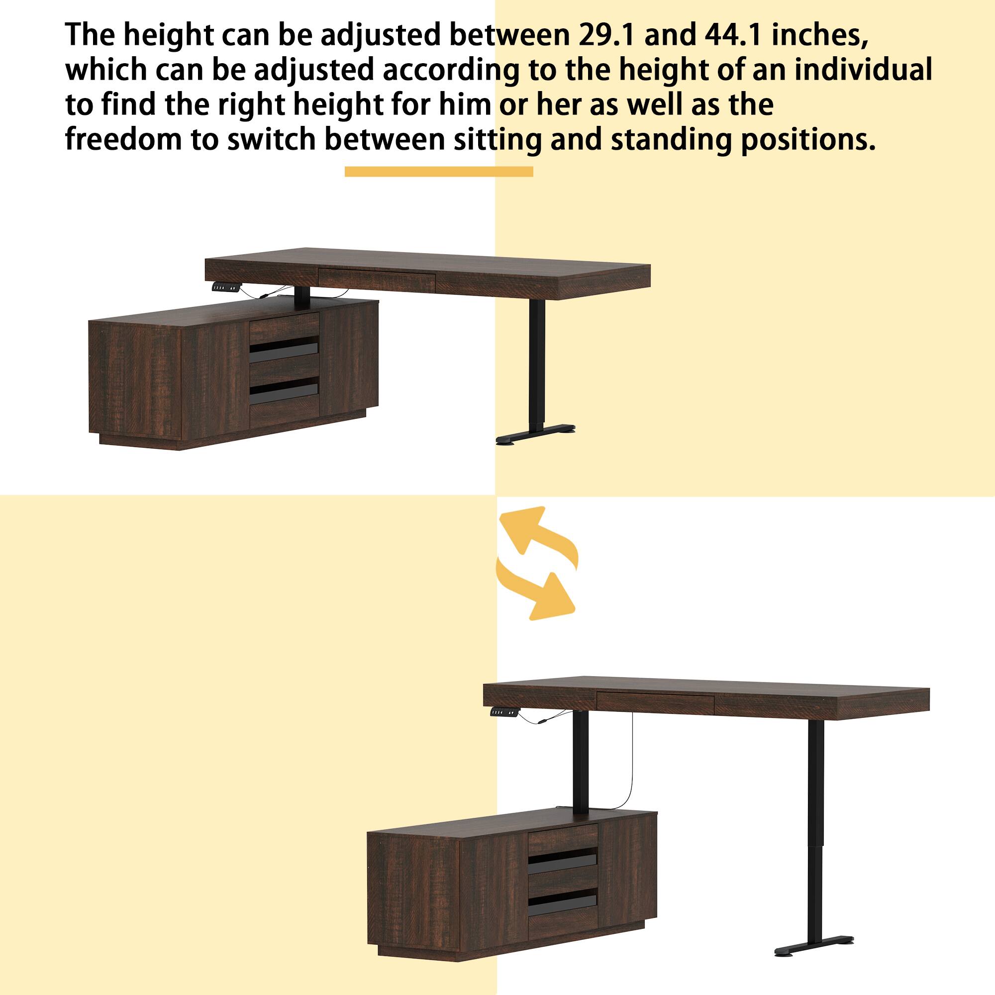 The height can be adjusted between 29.1 and 44.1 inches, which can be adjusted according to the height of an individual to find the right height for him or her as well as the freedom to switch between sitting and standing positions.
