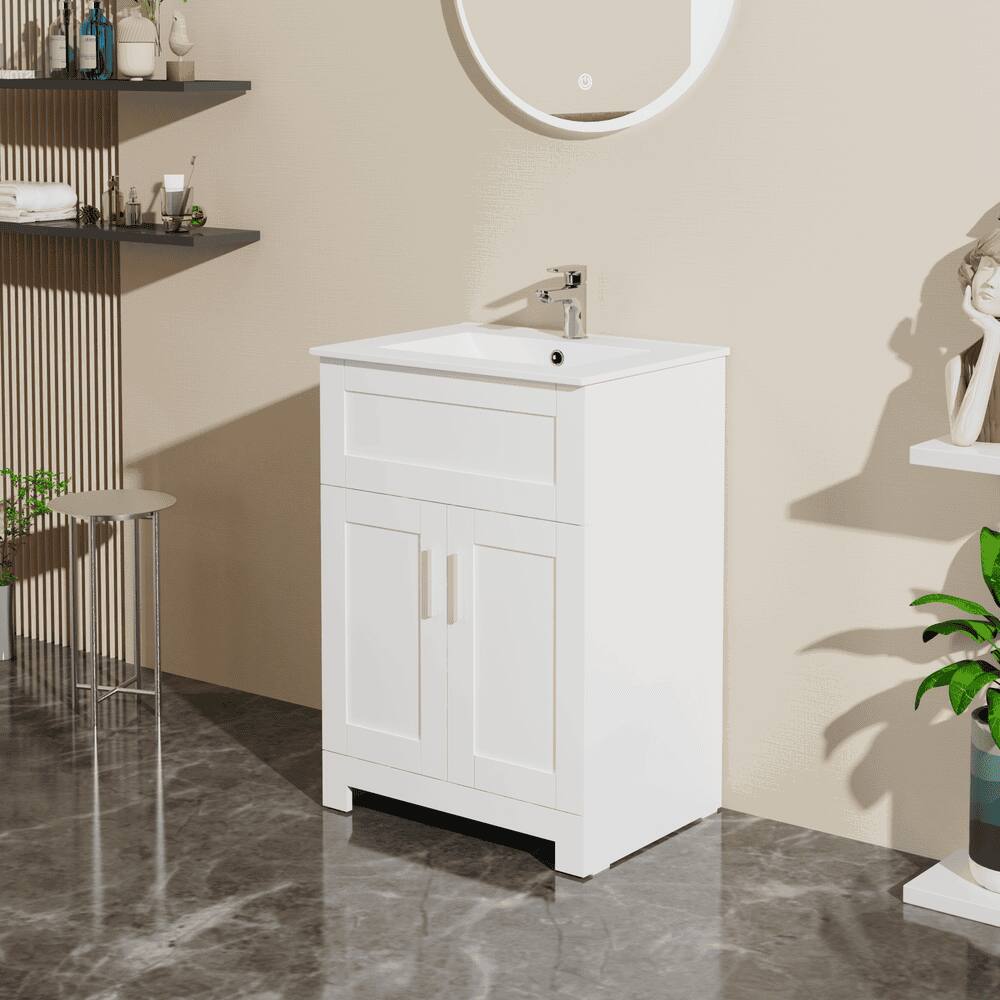 Left. Kadyn - 24" Bathroom Vanity Laundry Cabinet Combo with Sink, White - White.