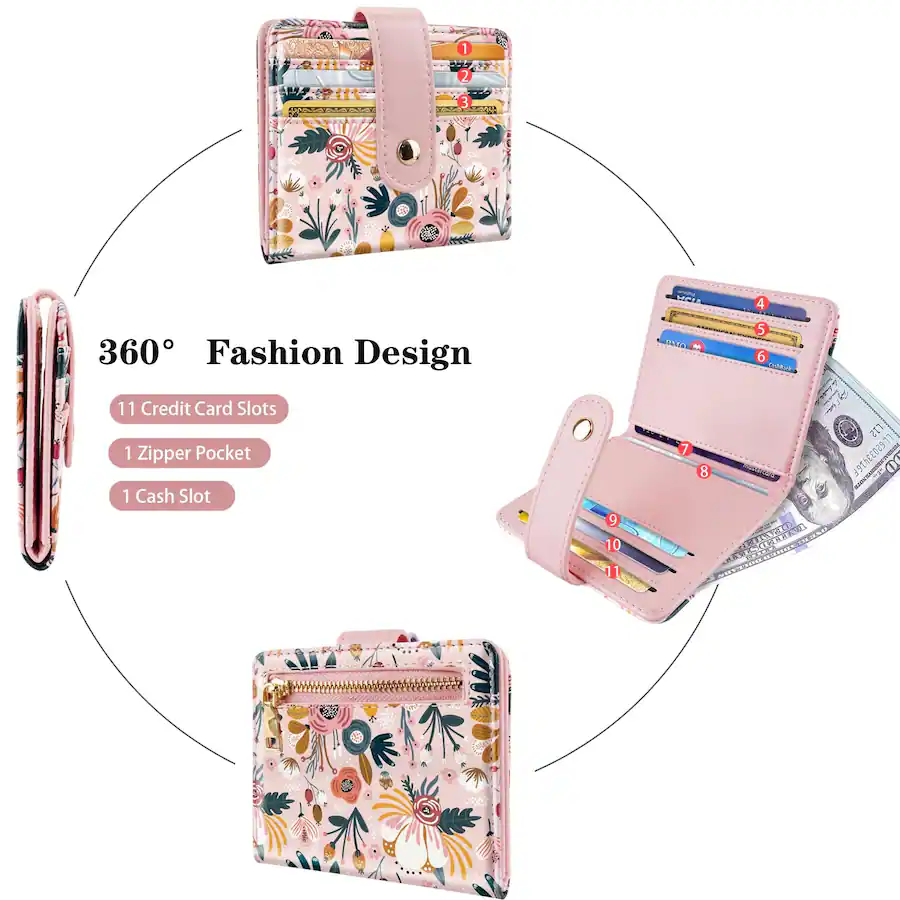 Jadie Link Slim Bifold Wallet Rfid Credit Card Small Cute Holder Women ...