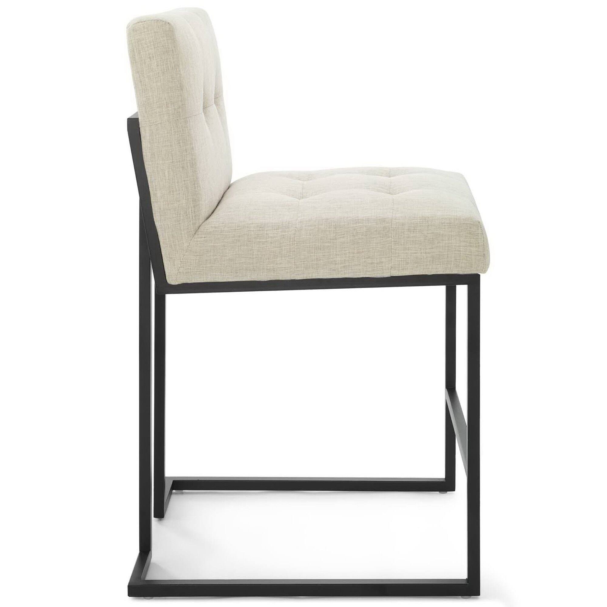 Angle. Modway - Privy Black Stainless Steel Upholstered Fabric Counter Stool by Modway - Brown.