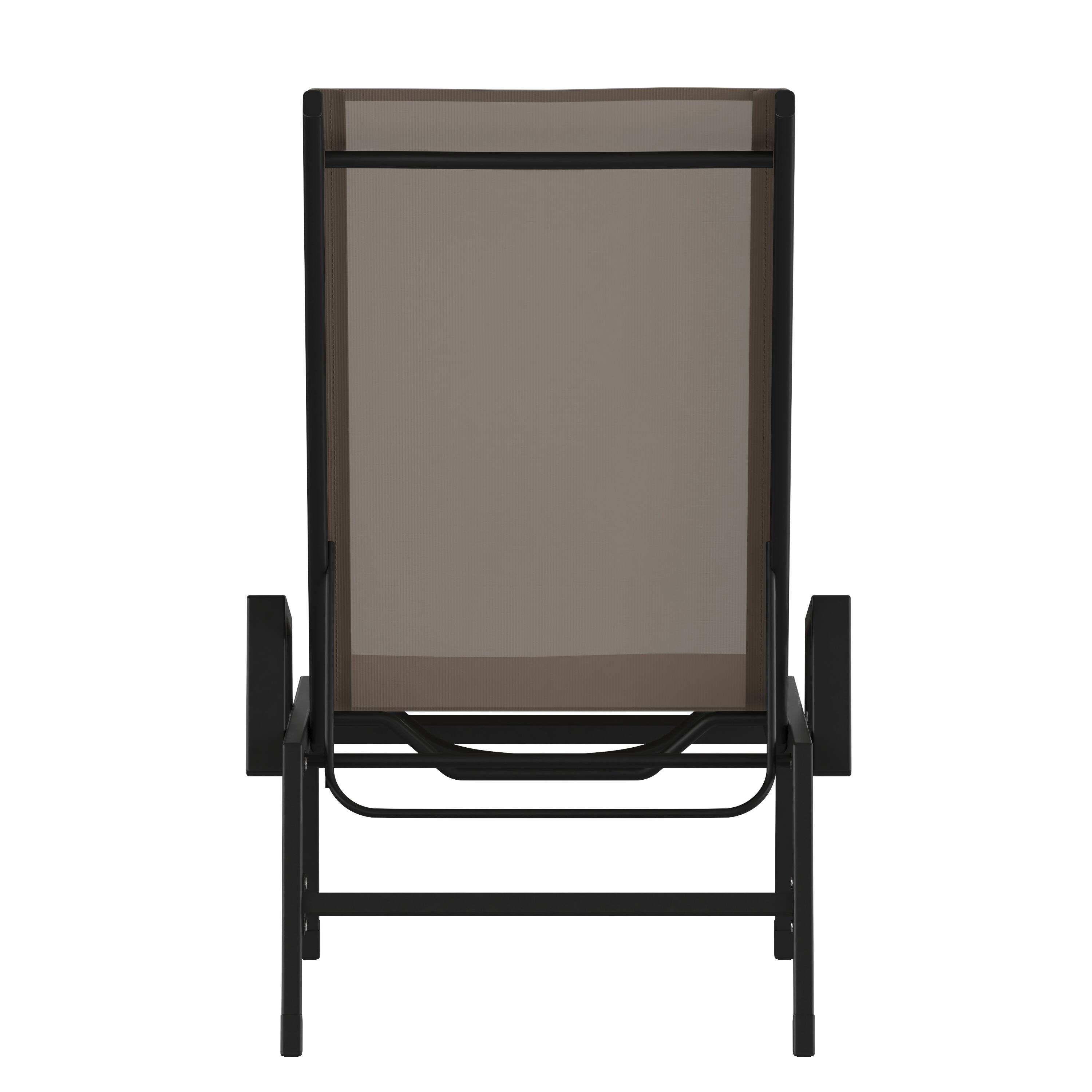 Alt View 7. Emma + Oliver - Braelin Textilene Adjustable 5 Position Patio Chaise Lounge with Armrests and Metal Frame - Brown.