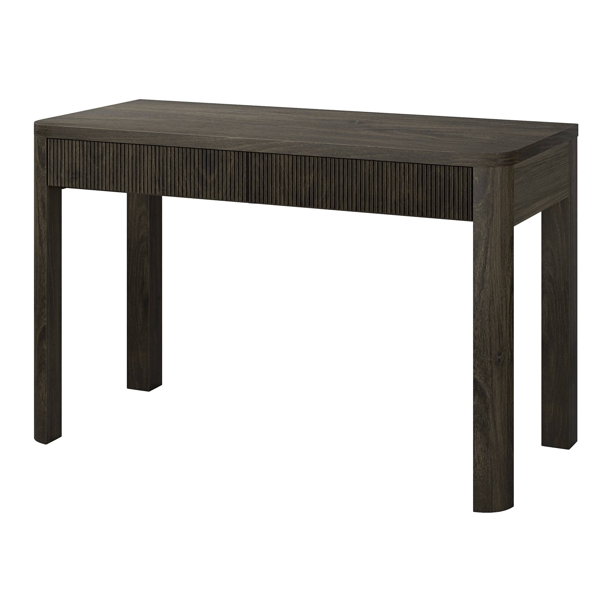 Alt View 2. Hudson&Canal - Mendoza 48" Wide Rectangular Fluted Desk - Alder Brown.