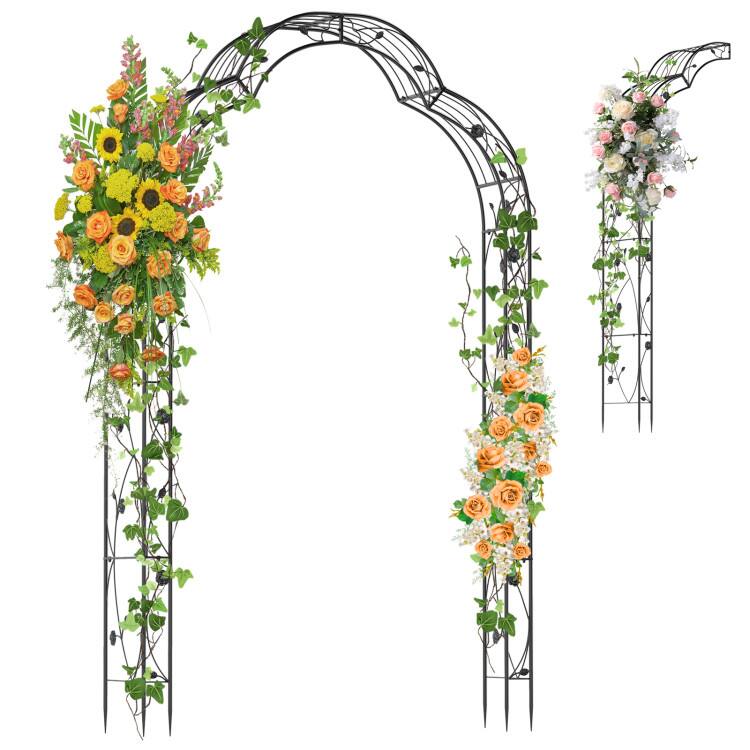 SlickBlue - Outdoor Garden Arbor Trellis Arch for Climbing Plants and Roses - Black
