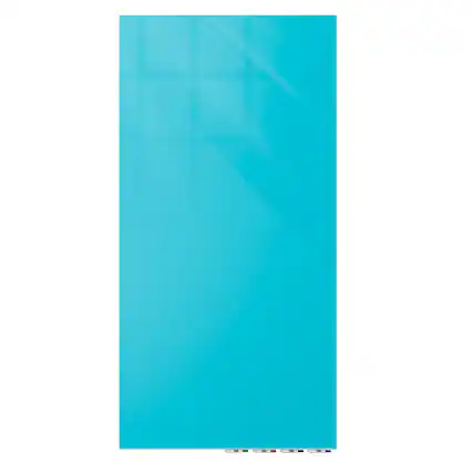 Front. Ghent - Ghent Aria 3'H x 2'W Magnetic Glass White Board, Blue Surface, Vertical, 4 Rare Earth Magnets, 4 Markers and Eraser - Blue.