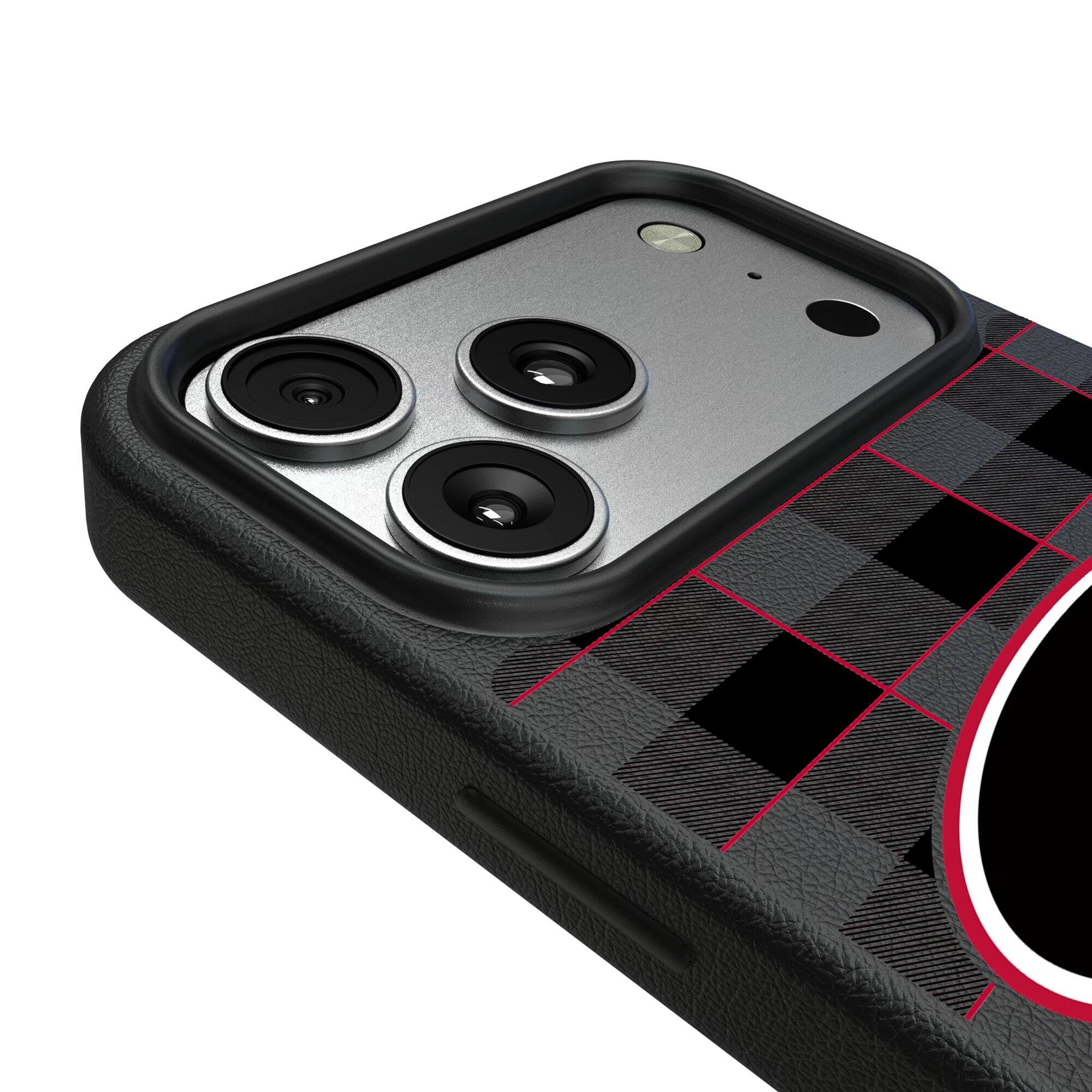 Alt View 2. Keyscaper - Georgia Bulldogs Plaid Magnetic Bump iPhone Case - 16 - Black.