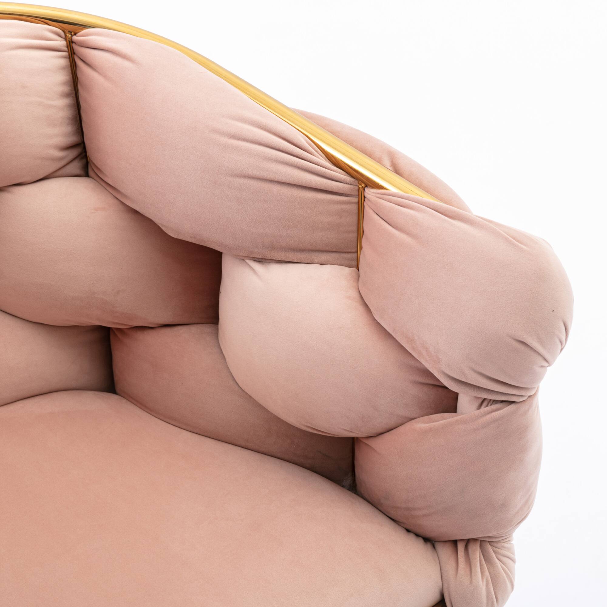 Back. GOODSILO - Modern Velvet Accent Chair Set of 2 for Living Room and Bedroom, Upholstered Lazy Sofa with Sturdy Metal Legs - Pink.