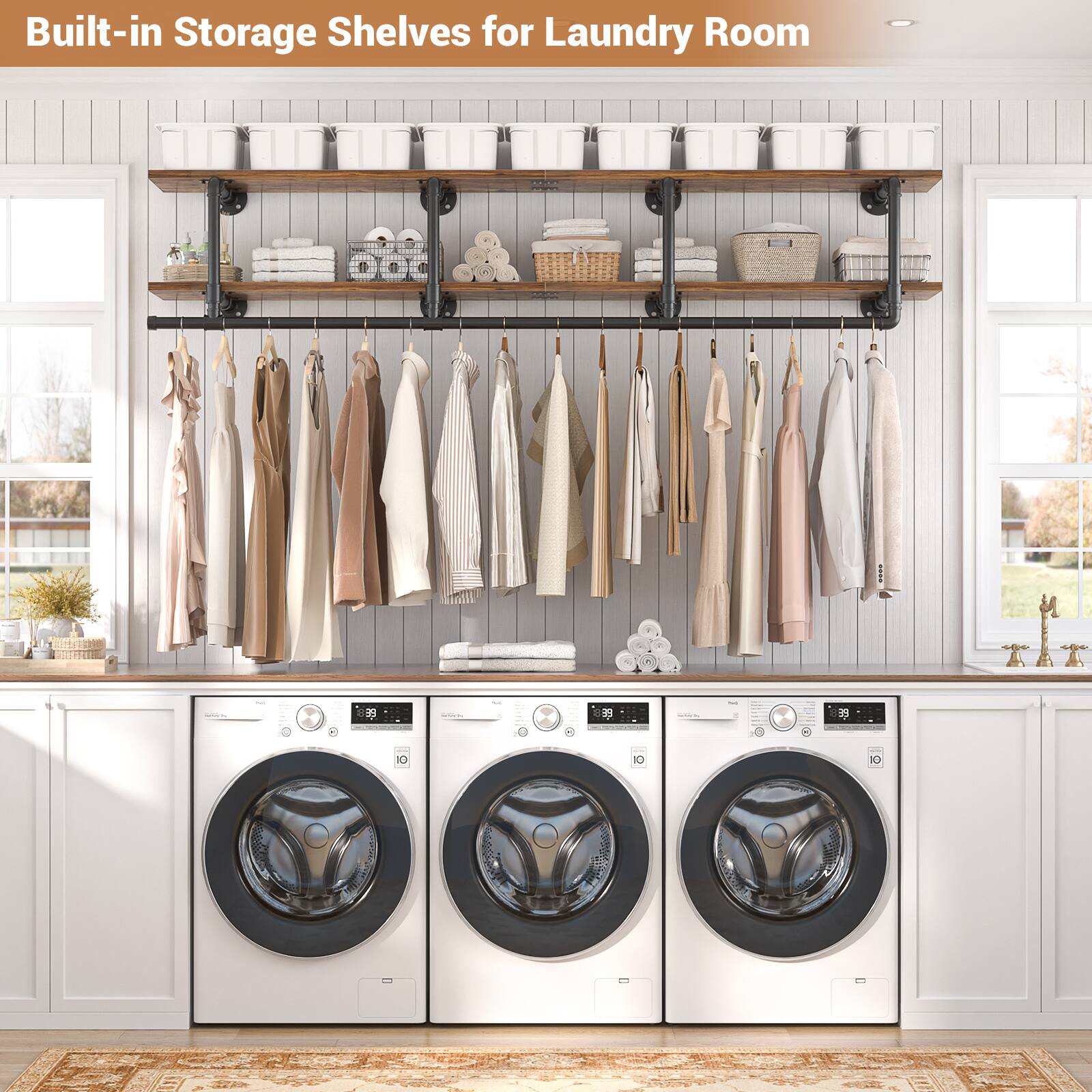 Built-in Storage Shelves for Laundry Room