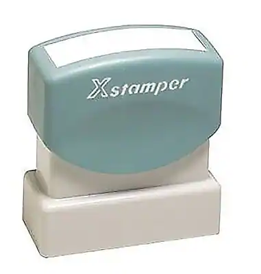 Front. Cosco - Xstamper ENTERED Rectangle Pre-Inked Stamps, 1 5/8" x 1/2", Blue/Red Ink (036031) - Blue/Red.