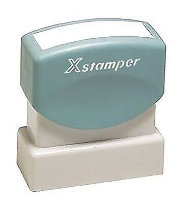 Front. Cosco - Xstamper ENTERED Rectangle Pre-Inked Stamps, 1 5/8" x 1/2", Blue/Red Ink (036031) - Blue/Red.