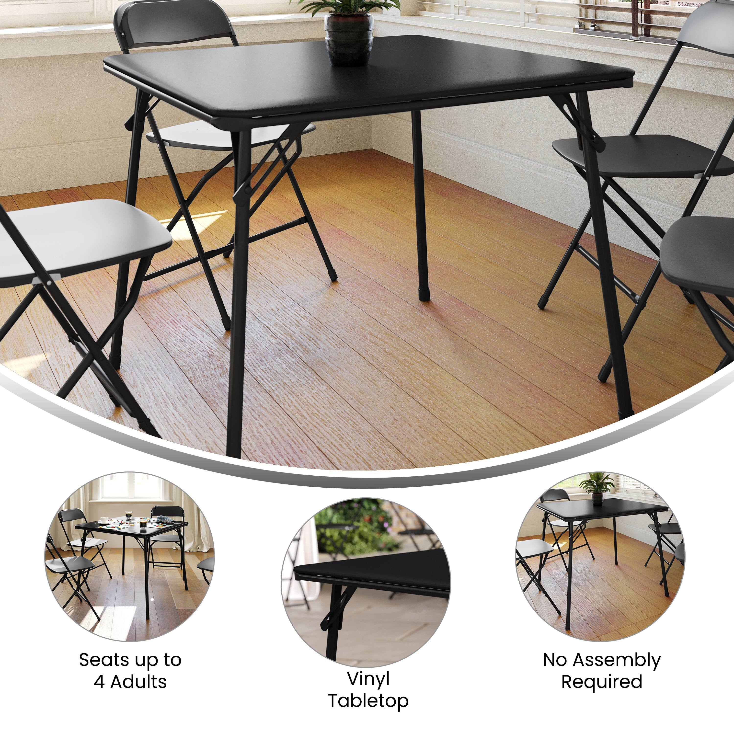 Seats up to 4 Adults  
Vinyl Tabletop  
No Assembly Required