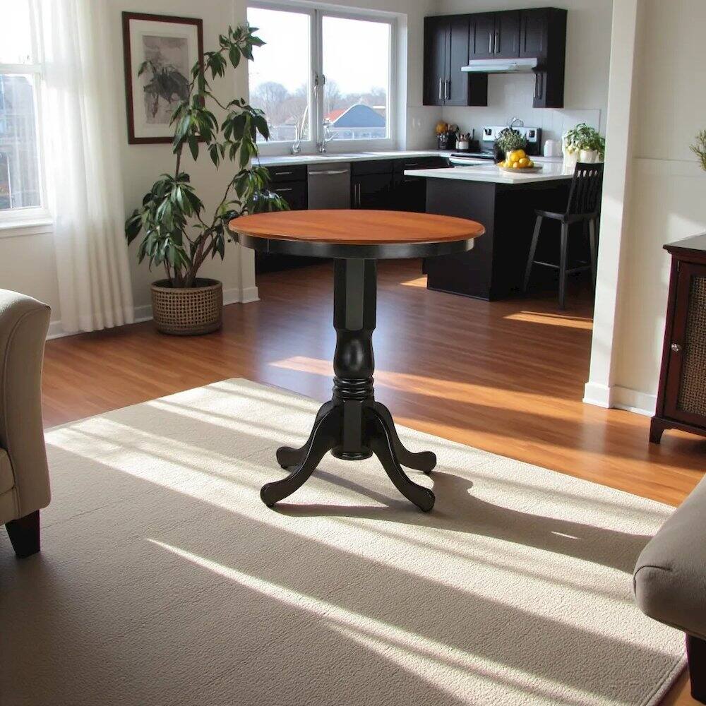 Left. FurniFact - Elegant Wooden Dining Table for Small Spaces – Compact Kitchen Table - Black & Cherry.