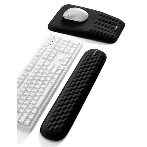 Front. Cozy Serene - Mouse Pad And Wrist Rest Set Soft Memory Foam With Support Non-slip For Computer Made Easy Typing Pain - Black.