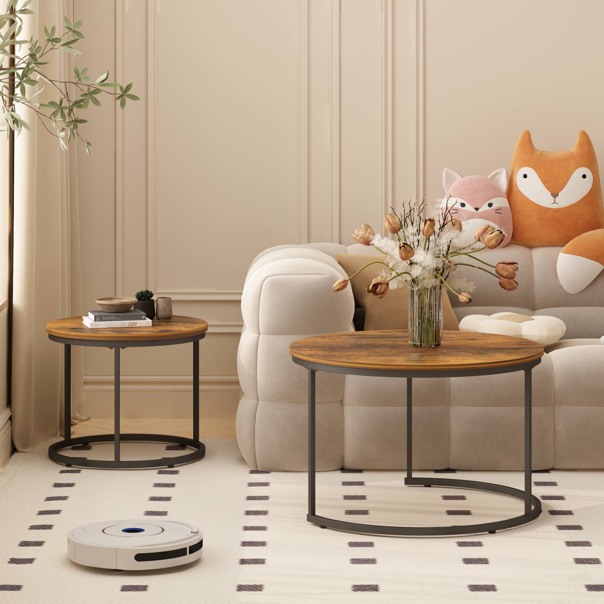Z Edge Modern Coffee Table, Nesting Round Table Set of 2, Side Table ...