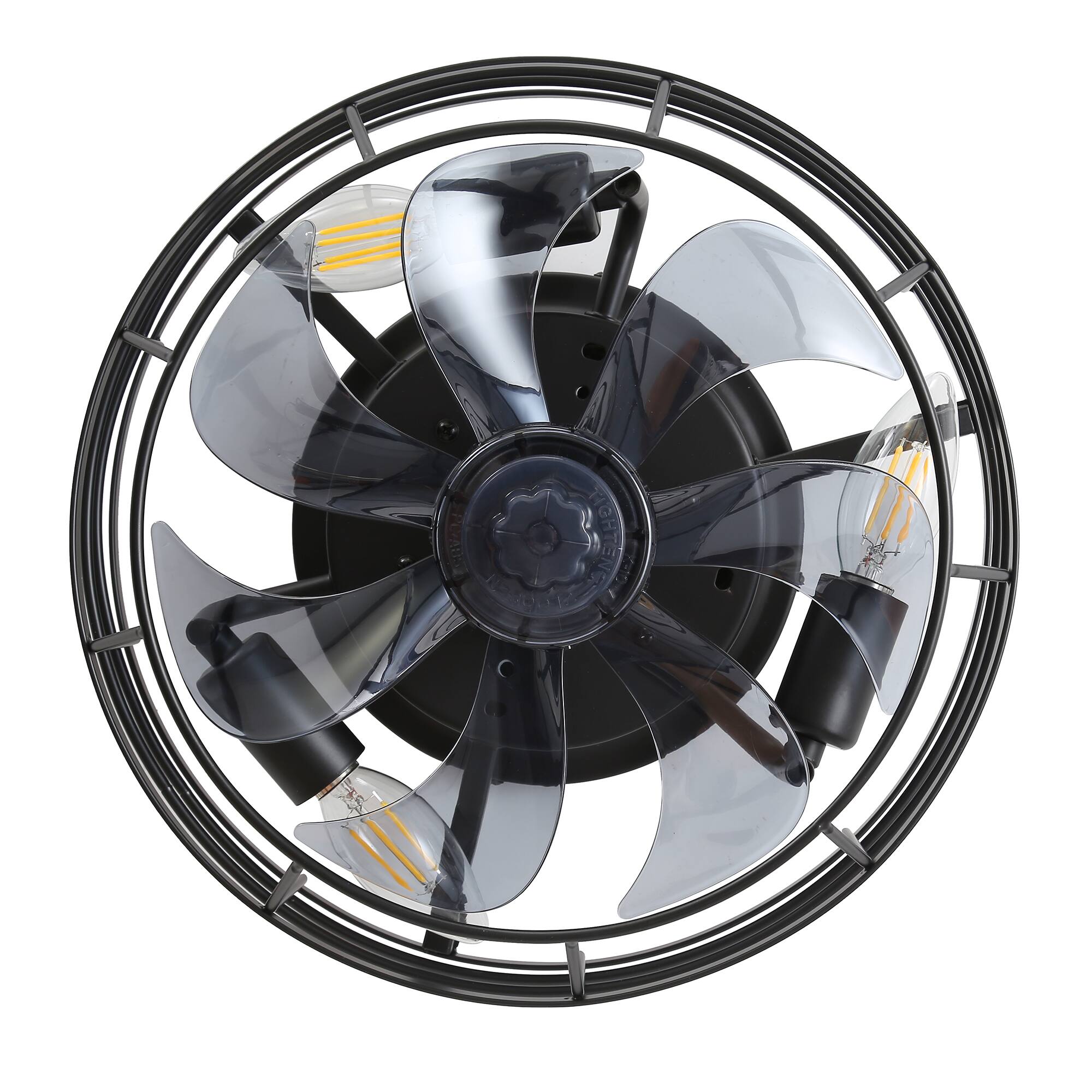 Alt View 9. Breezary - 12" Indoor Flush Mount Cage Ceiling Fan with Remote, 7 Blades, 6-Speed DC Motor, Timer & Memory, Compact for Small Rooms - Matte Black.