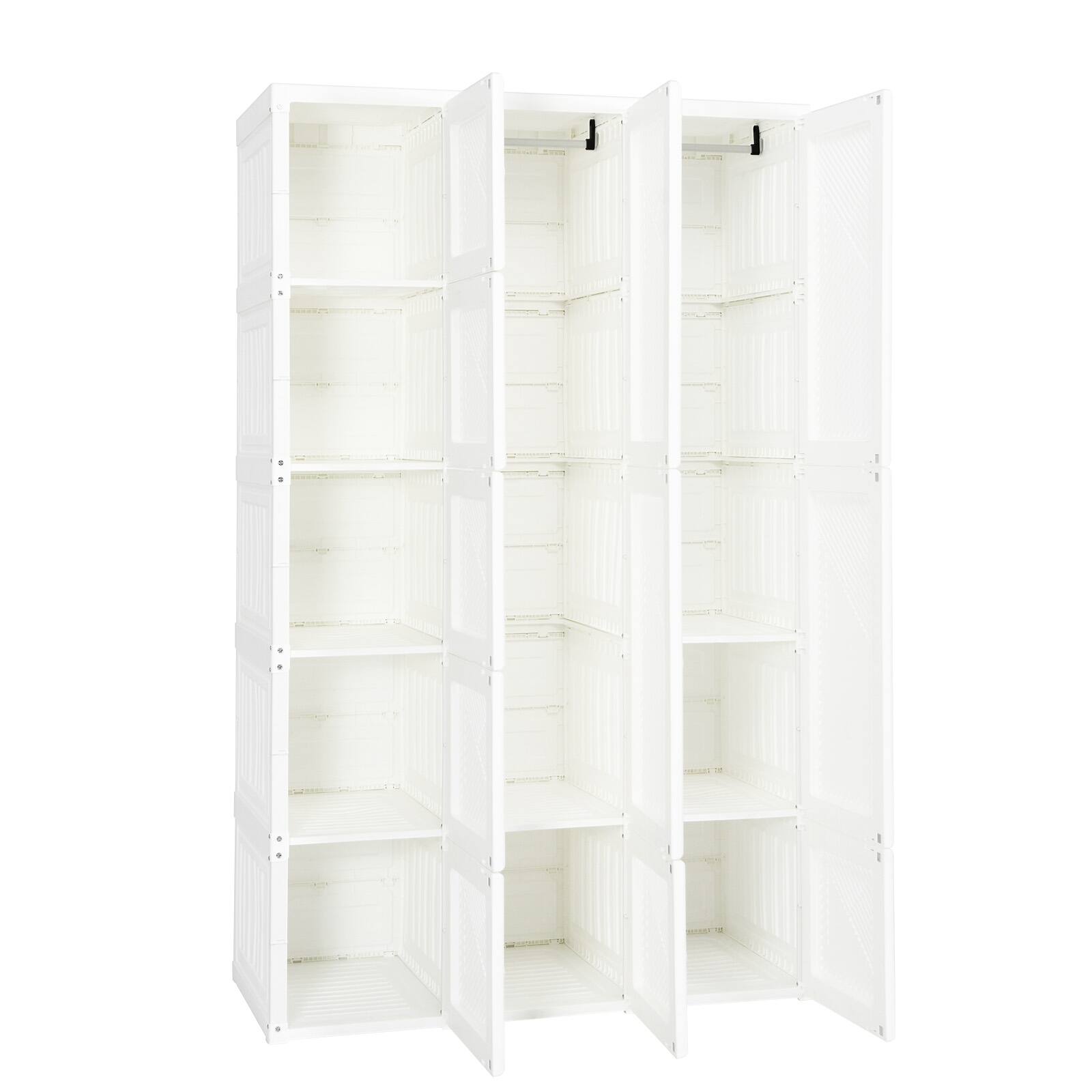 Alt View 2. SlickBlue - Portable Wardrobe Closet with 10 Cubes, Foldable Fabric Armoire Design - White.