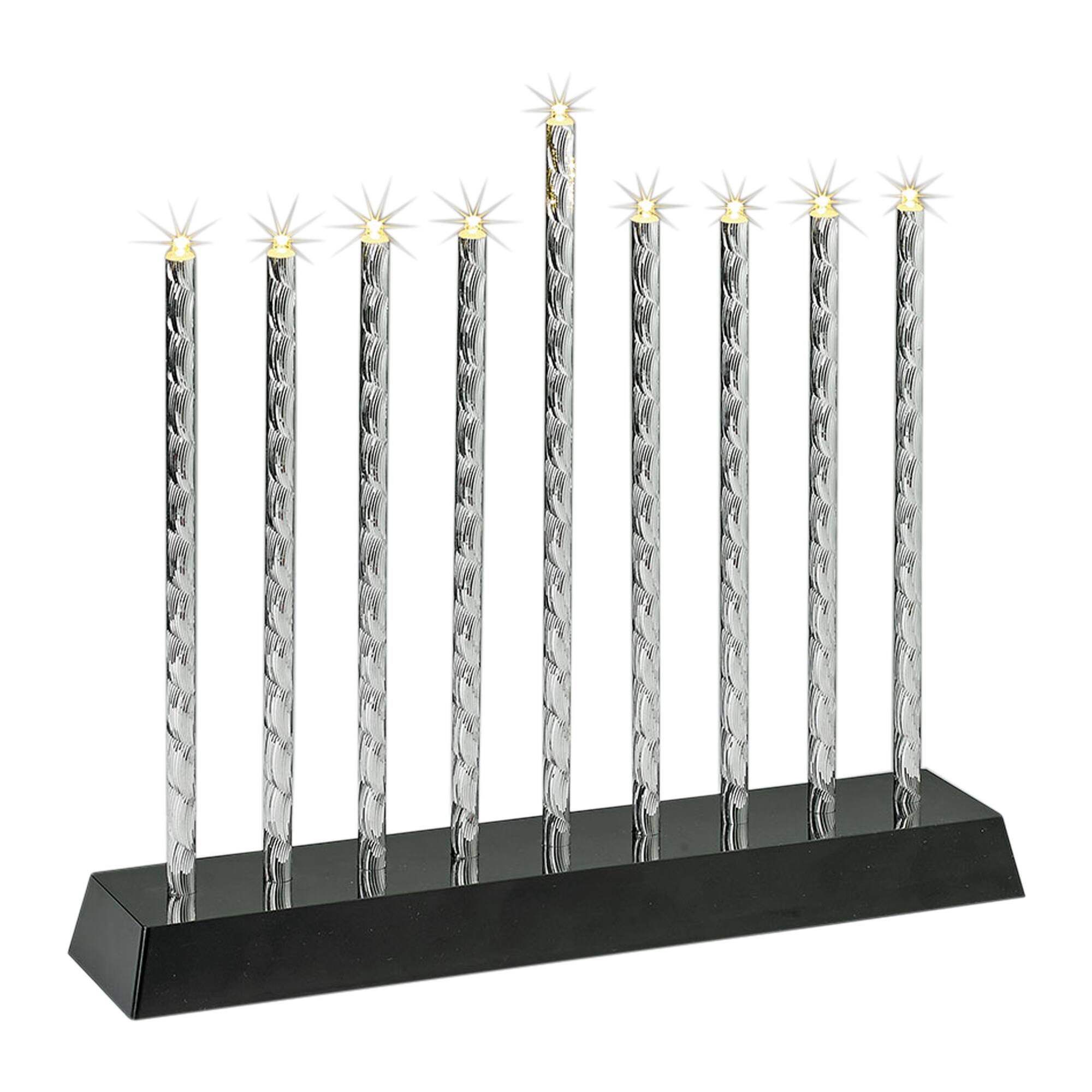Rite Lite - LED Lighted Diamond Cut Menorah - 10.5" - Silver