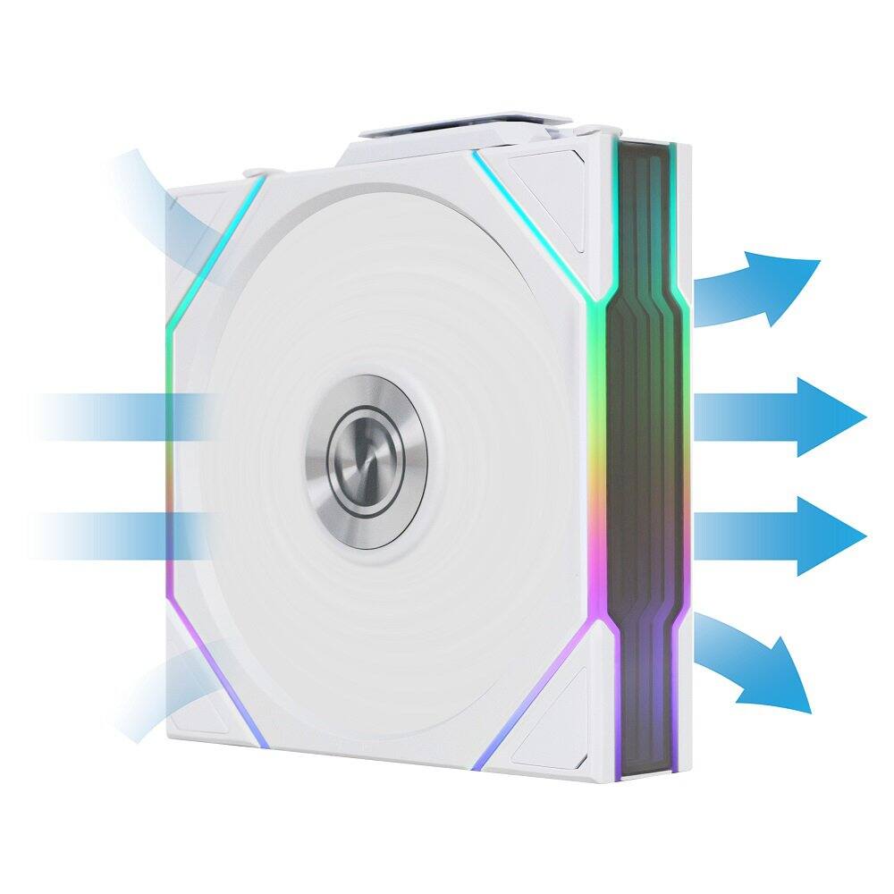 Back. Lian Li - UNI Fan TL 120 Wireless Control Fan with LCP Fan Blades Triple Pack - With Controller - White(12TL1W3W) - White.