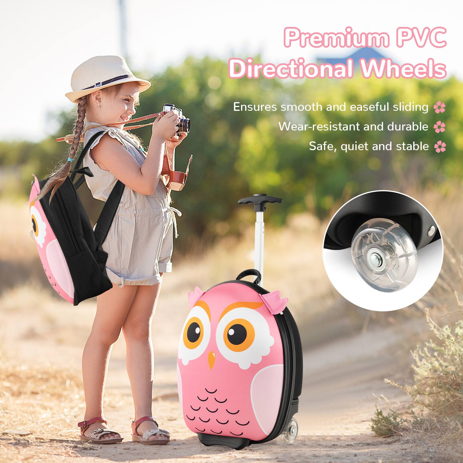 Premium PVC Directional Wheels  
Ensures smooth and easeful sliding  
Wear-resistant and durable  
Safe, quiet and stable