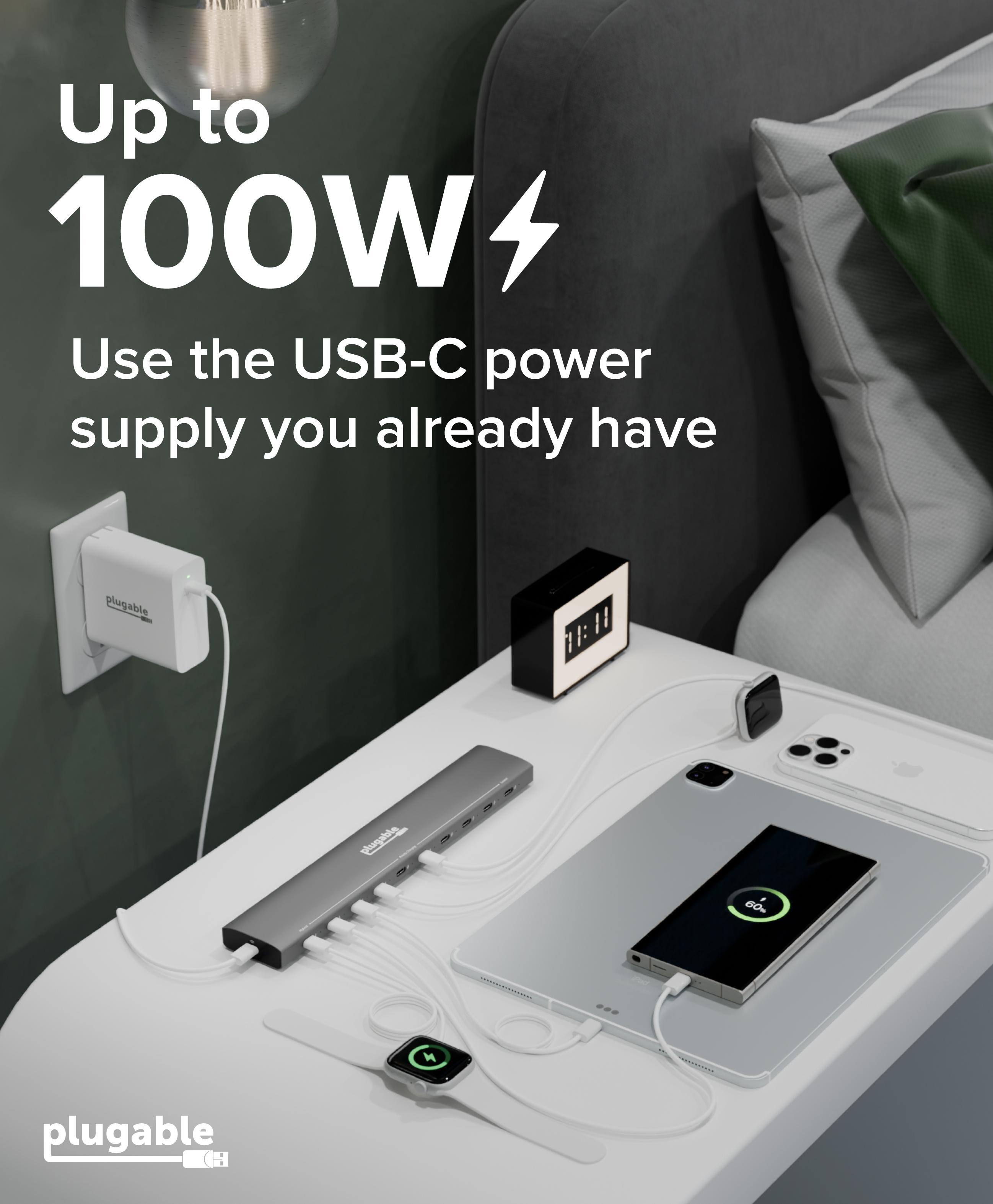 Up to 100W  
Use the USB-C power supply you already have