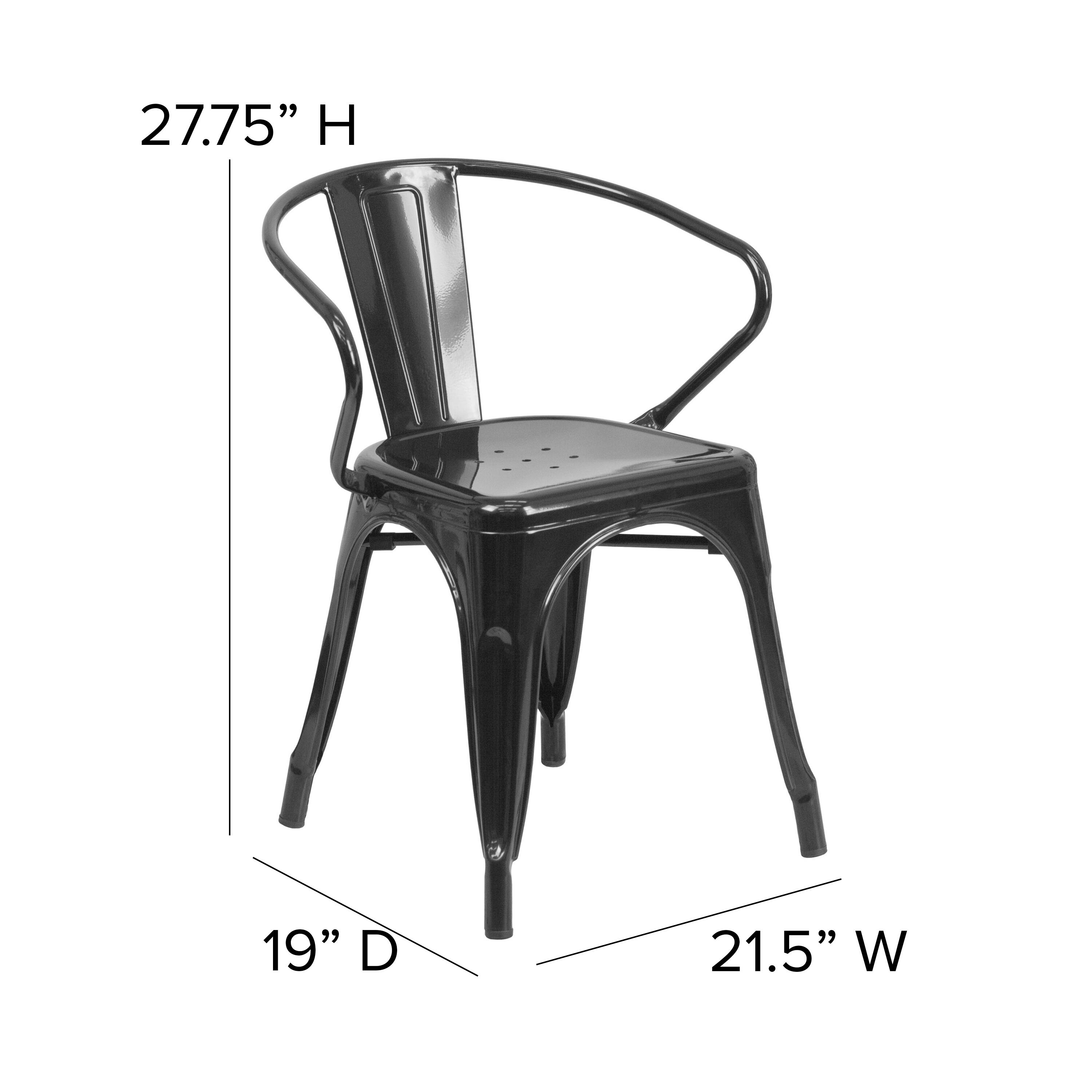 Alt View 13. Alamont Home - Luna All-Weather Metal Stack Chair with Arms and Poly Resin Seat - Black/Black - Black/Black.
