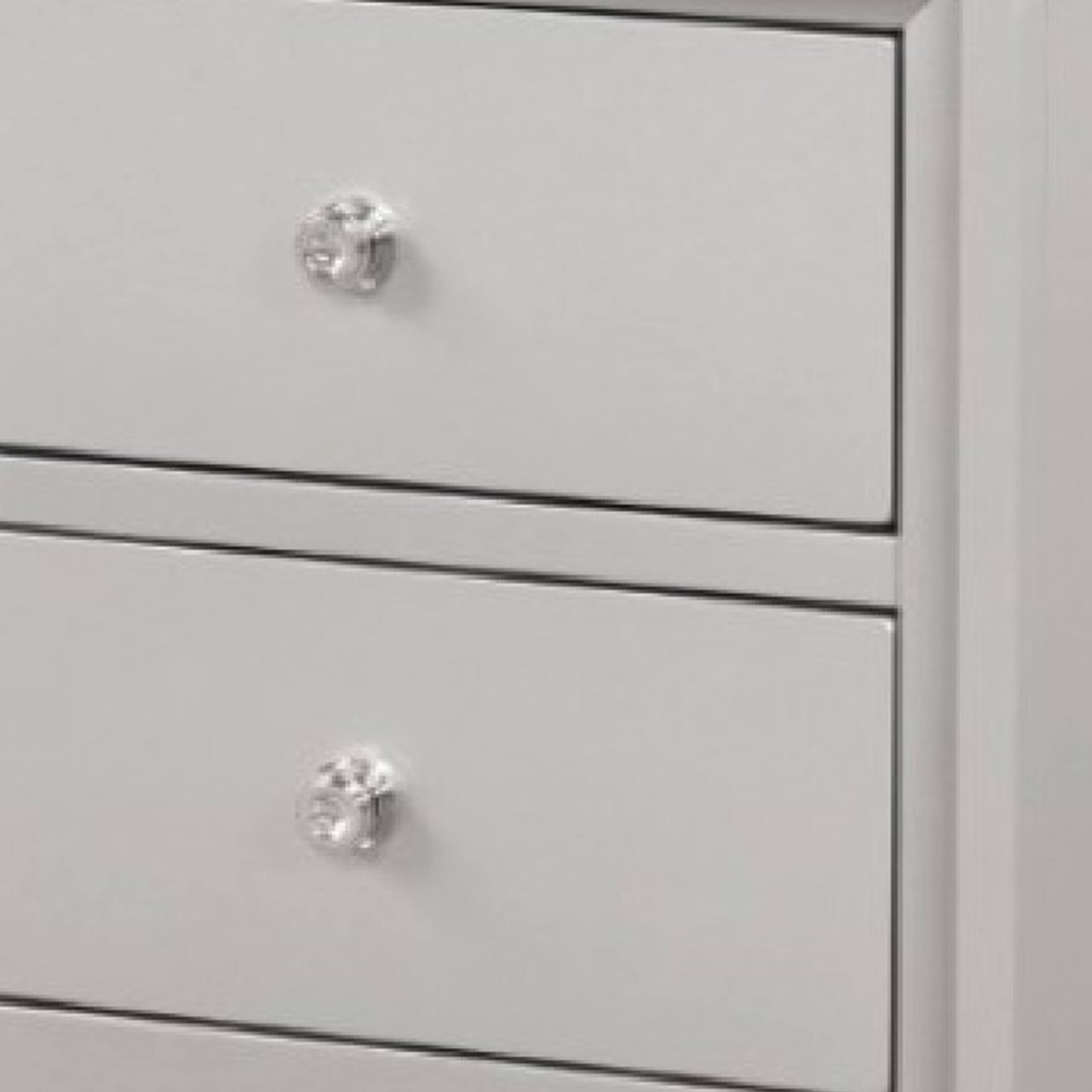 Alt View 2. Manhattan Lane - Broy Nightstand, 2 Drawers, Crystal Knobs,25 Inch - Champagne Gray, Nickel.
