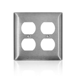 Leviton - C-Series Satin 2 gang Stainless Steel Duplex Wall Plate 1 pk - Silver