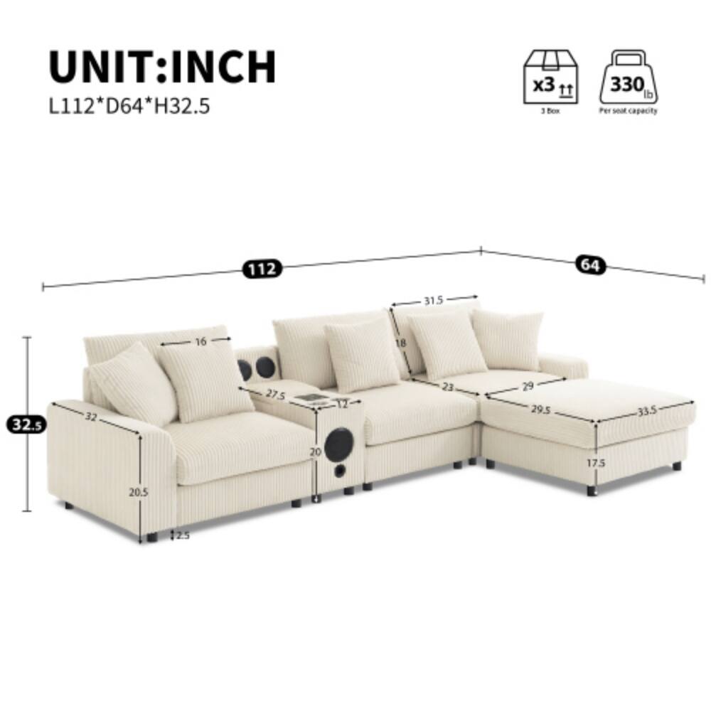 UNIT: INCH  
L112* D64* H32.5  

112  
64  
32.5  
31.5  
16  
18  
27.5  
20  
23  
29  
29.5  
33.5  
17.5  
20.5  
25  

3 Box  
x3 11  
330 lb  
Per seat capacity