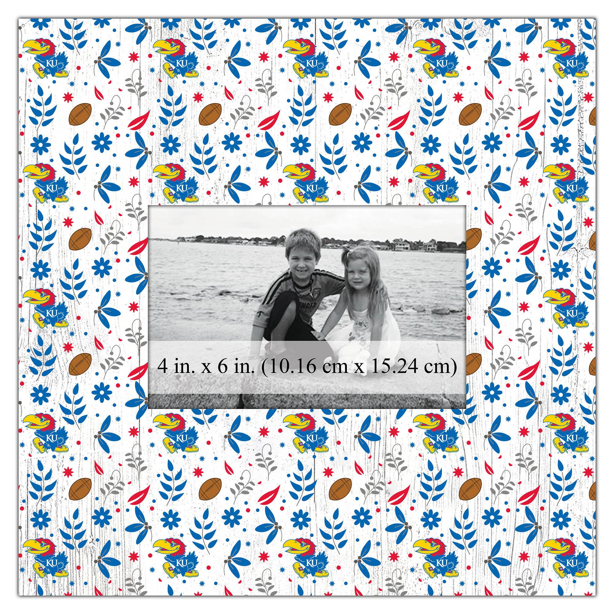 Kansas Jayhawks 10'' x 10'' Floral Pattern Frame
