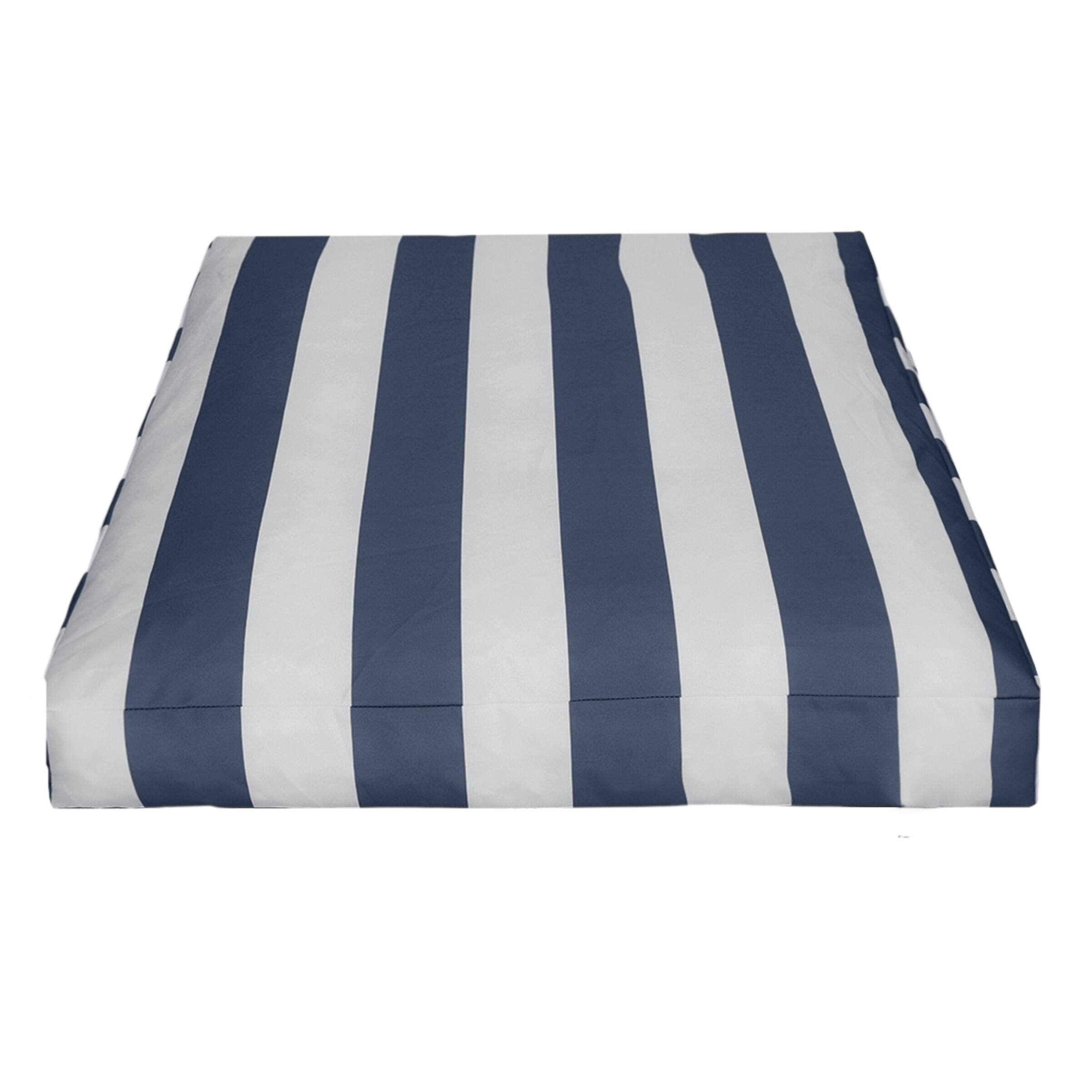 Angle. PetMaker - 36in Water-Resistant Dog Bed - Navy Blue and White Stripes.