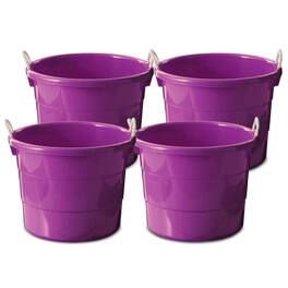 Homz - 17 Gallon Indoor Outdoor Storage Bucket w/ Rope Handles, Orchid (4 Pack) - Orchid Purple