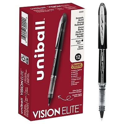 uni-ball - Vision Elite Rollerball Pens, Micro Point, 0.5mm, Black Ink, Dozen (69000)