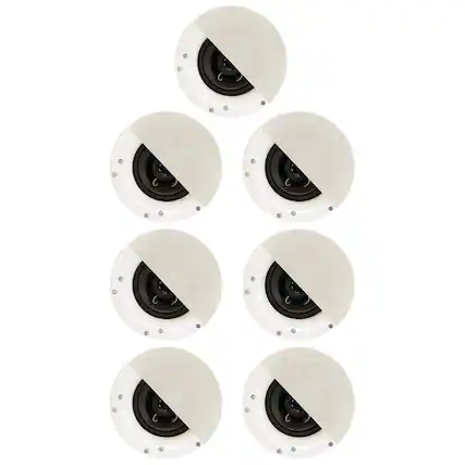 Front. Acoustic Audio by Goldwood - R192 Frameless in Ceiling/in Wall 7 Piece Speaker Set 2 Way Home Theater Surround Speakers - Paintable White.
